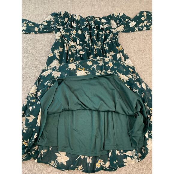 Torrid Dress Mini Off the Shoulder Floral Green Size 10 (M/L) - Picture 4 of 9